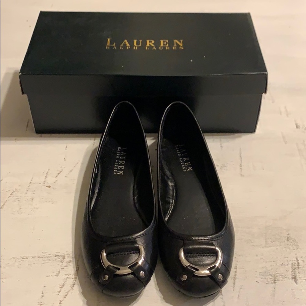Black leather flats